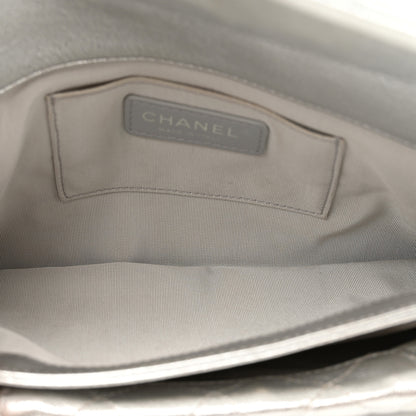 Chanel Metallic Calfskin Quilted Fold Up Again Clutch Silver 6 of 10