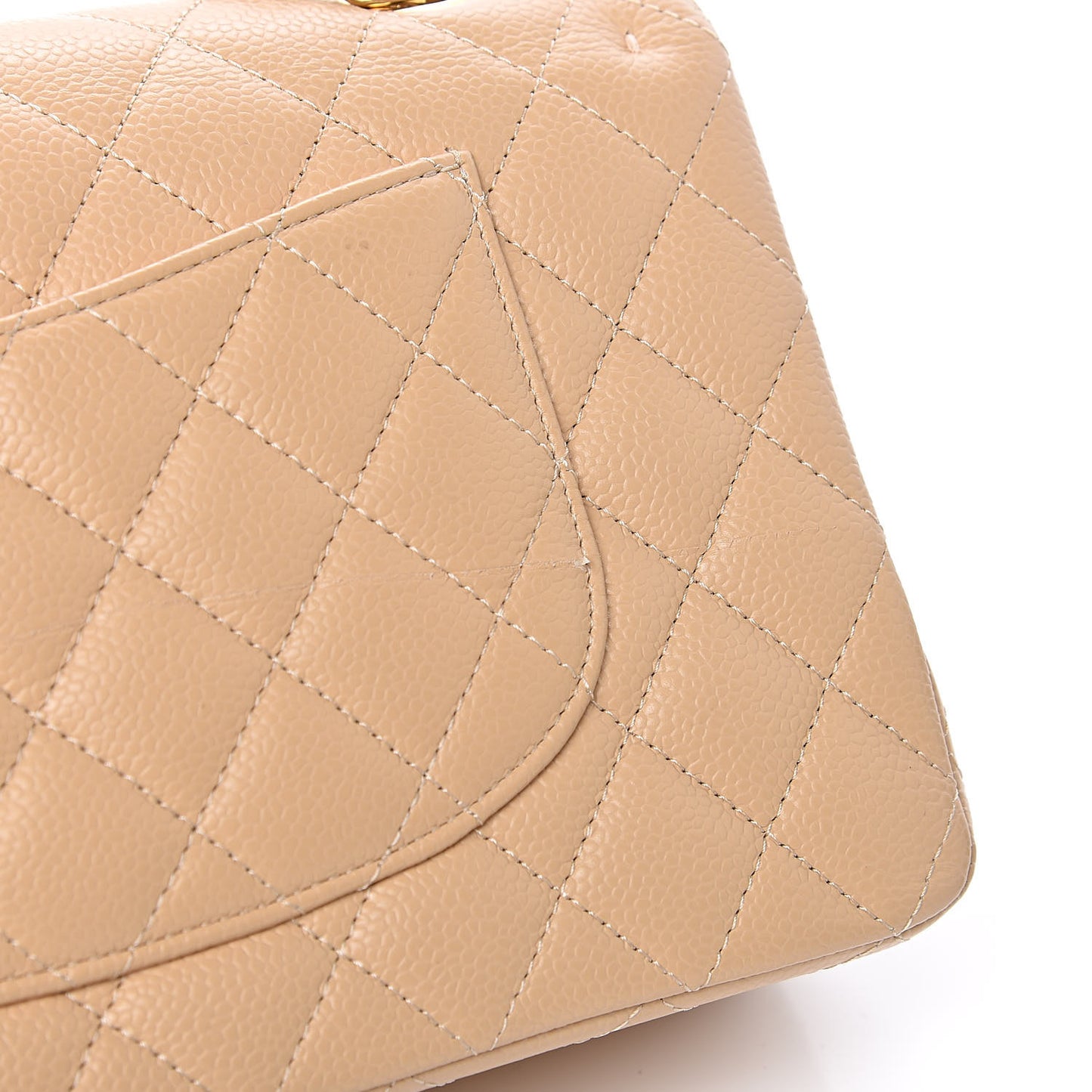 Caviar Quilted Medium Double Flap Beige Clair