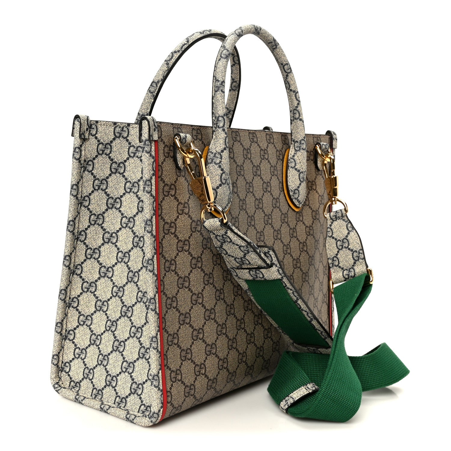 Gucci GG Supreme Monogram Exquisite Small Tote Beige Ebony Blue Crop Live Red 3 of 11