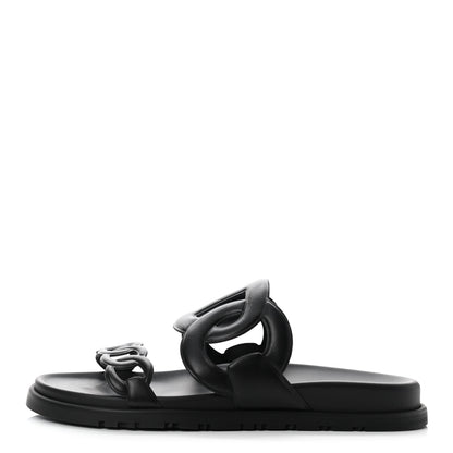 Hermes Nappa Extra Sandals 38 Black 1 of 8