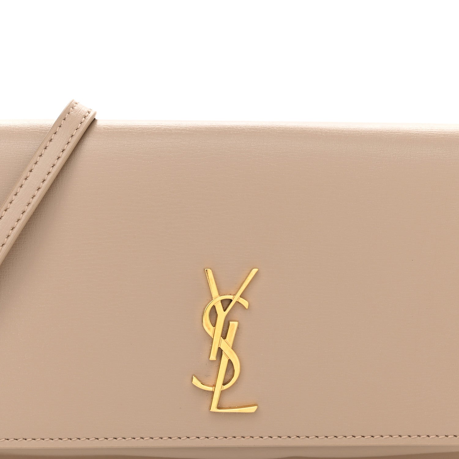 Saint Laurent Smooth Calfskin Monogram Phone Holder Crossbody Dark Beige 8 of 12