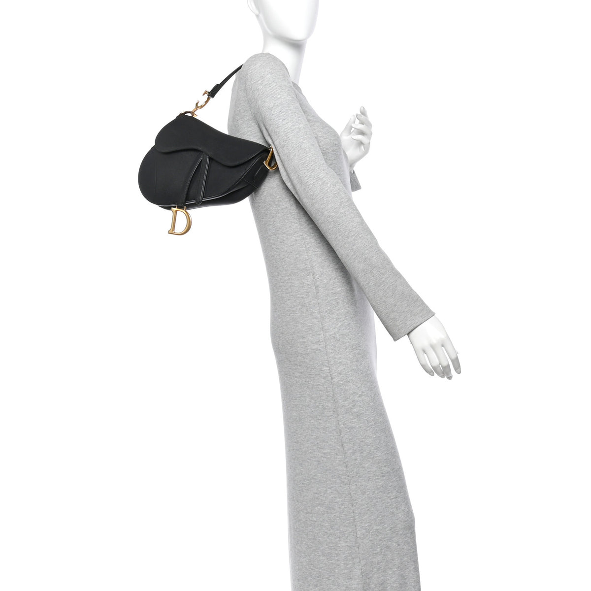 Grained Calfskin Saddle Bag Black