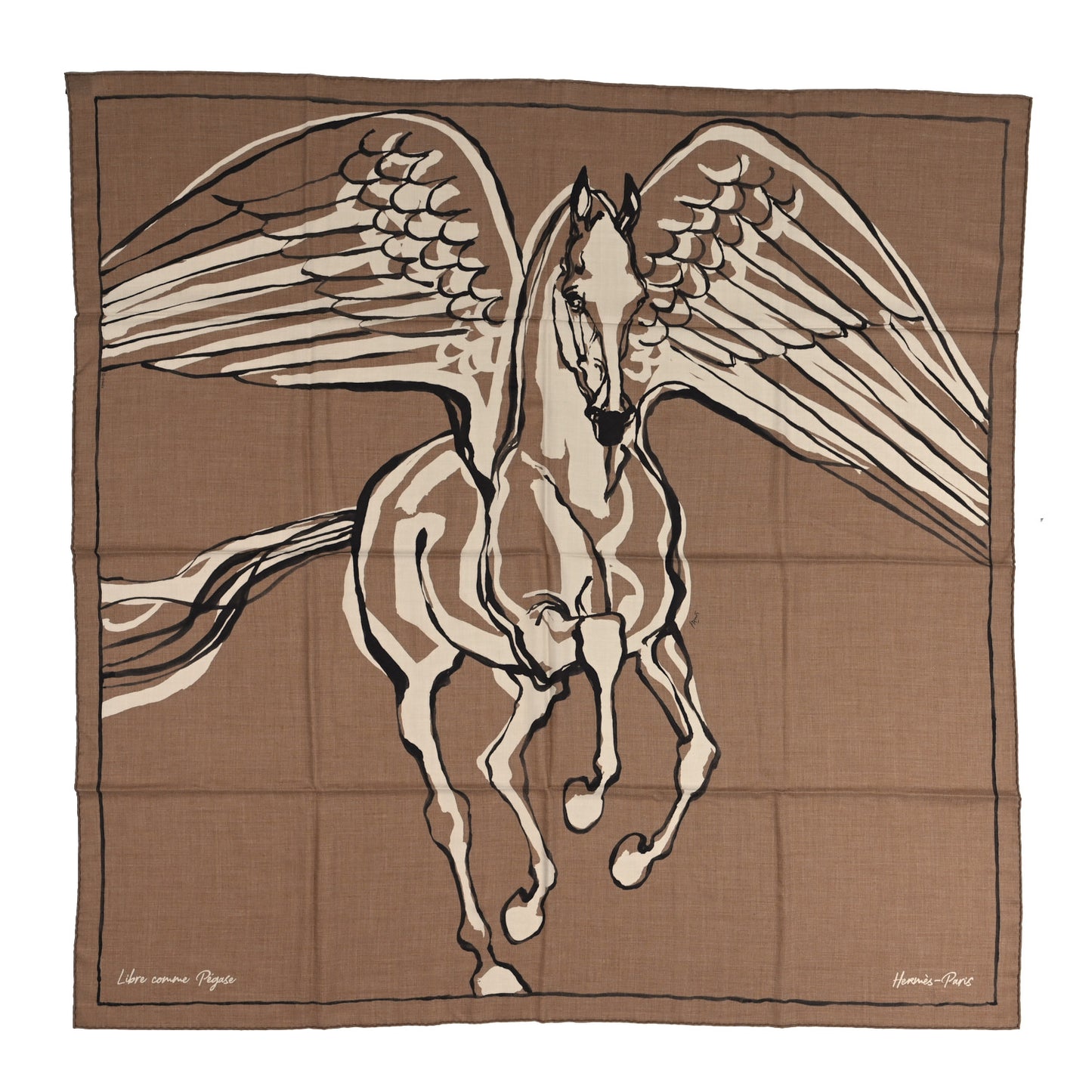 Cashmere Silk Libre Comme Pegase Shawl 140 Caramel Creme Black