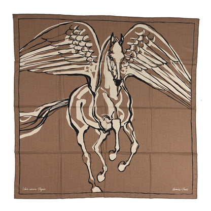Hermes Cashmere Silk Libre Comme Pegase Shawl 140 Caramel Creme Black 1 of 4