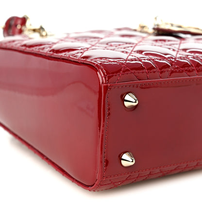 Christian Dior Patent Cannage Small My ABCDior Lady Dior Cherry Red 9 of 11