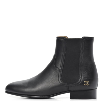 Chanel Calfskin Elastic Short Boots 38 Black 1 of 8