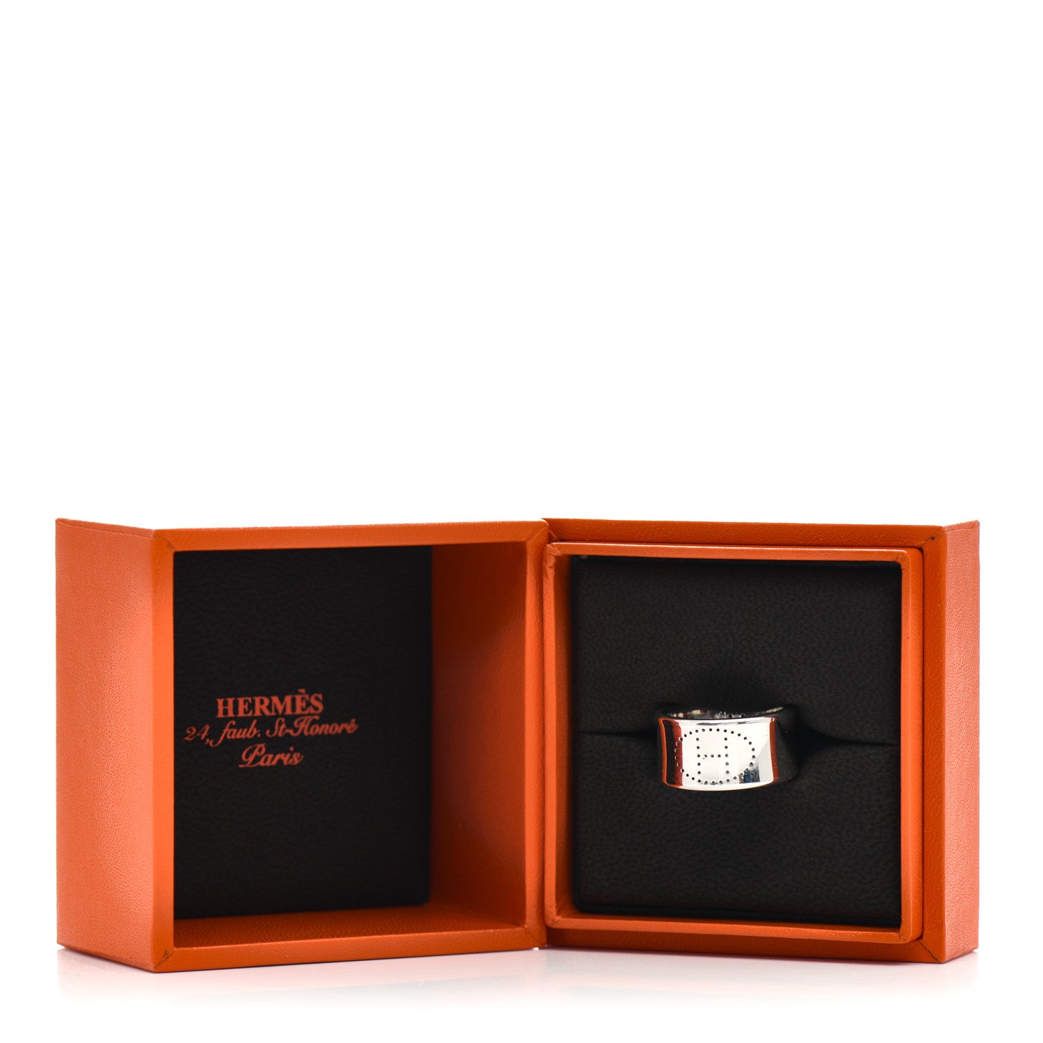 Hermes Sterling Silver GM Eclipse Ruban Ring 53 6.25 5 of 5