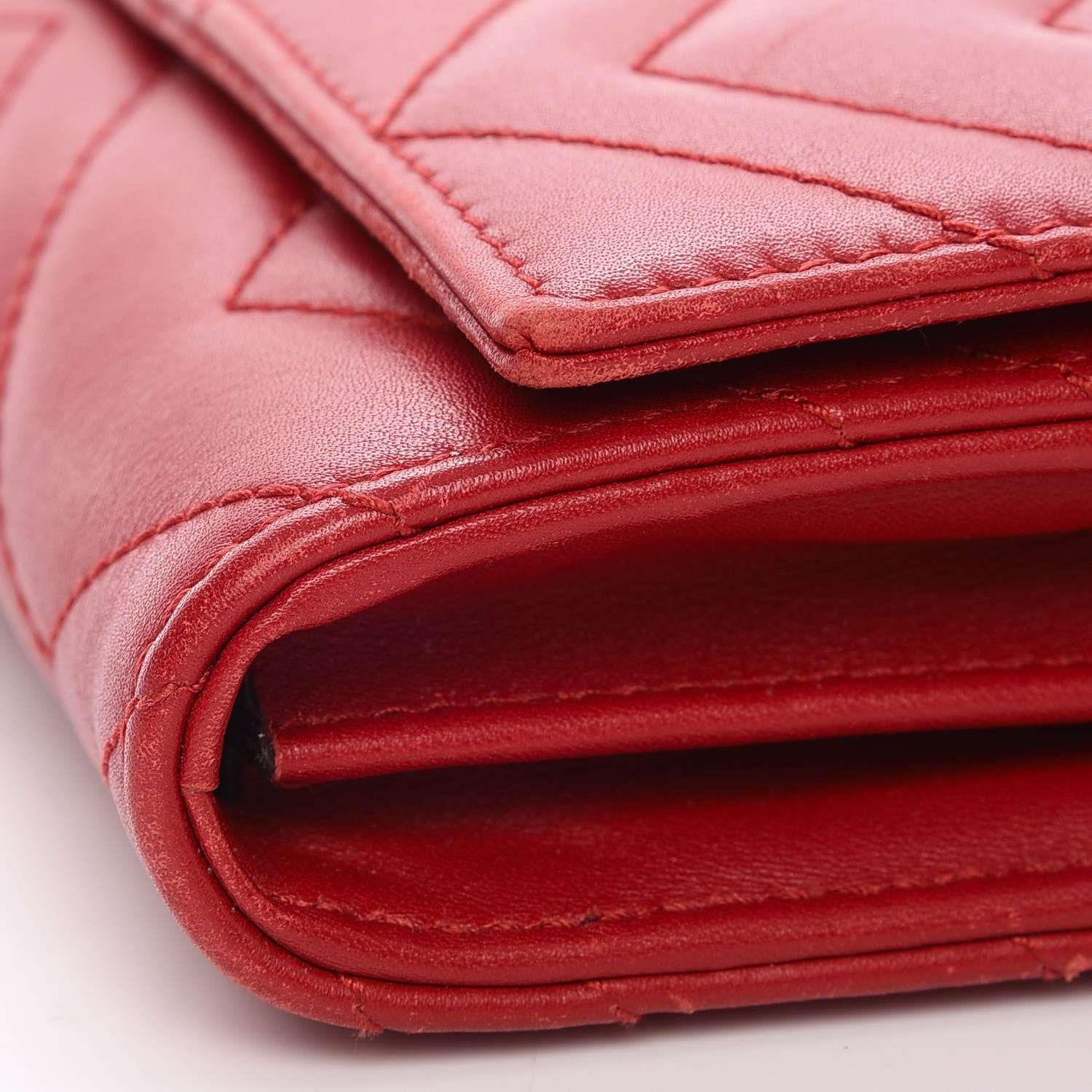 Gucci Calfskin Matelasse GG Marmont Continental Wallet Hibiscus Red 11 of 12