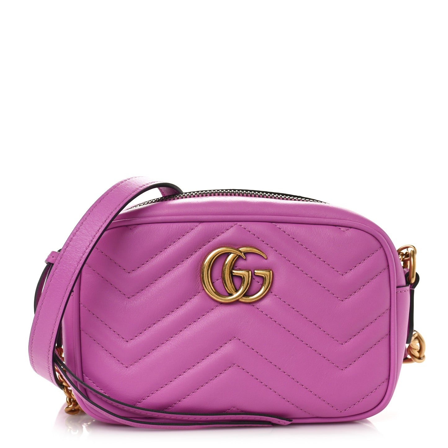Calfskin Matelasse Mini GG Marmont Chain Shoulder Bag Candy Mousse