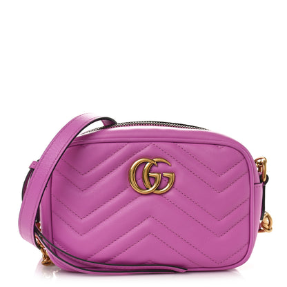 Gucci Calfskin Matelasse Mini GG Marmont Chain Shoulder Bag Candy Mousse 1 of 9