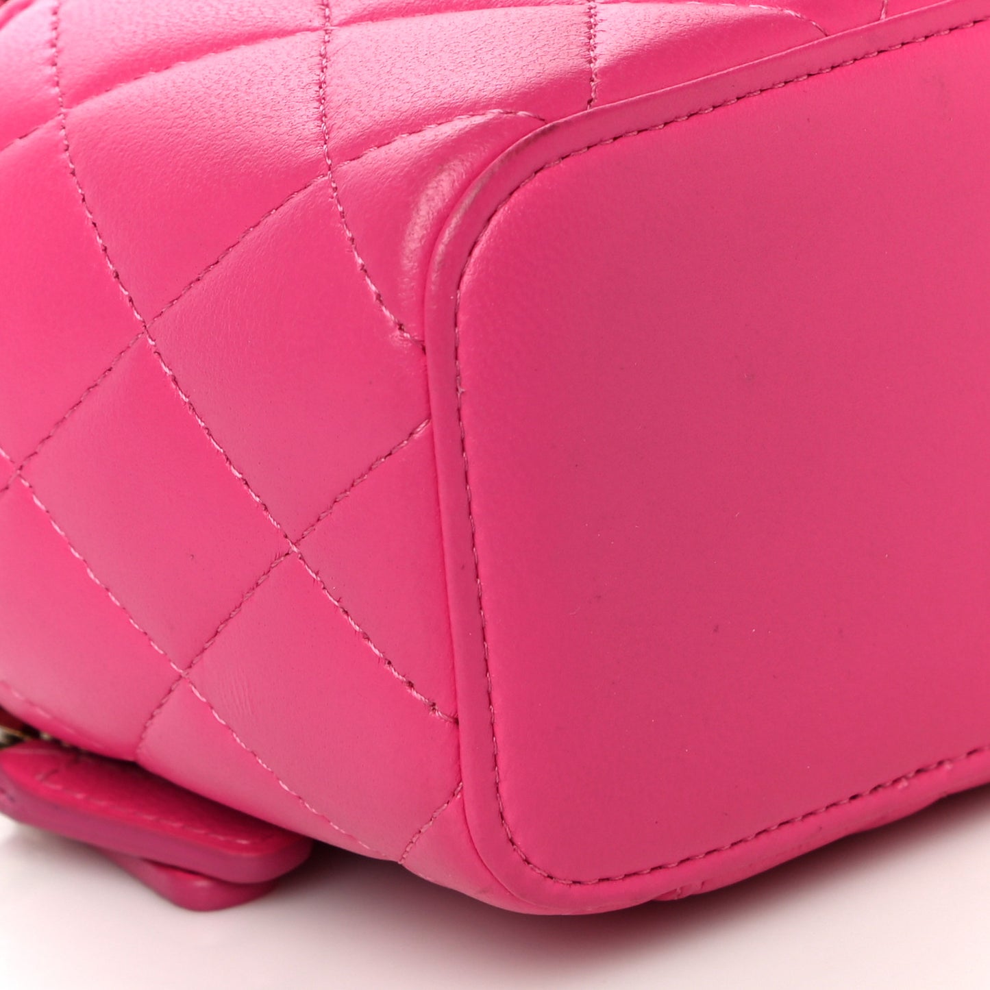 Lambskin Quilted Mini Vanity Case With Pearl Chain Pink