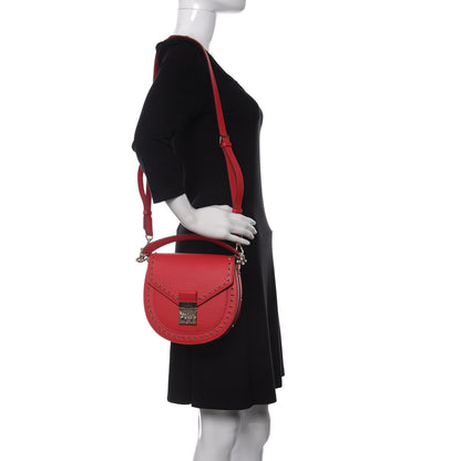 MCM Grained Calfskin Small Patricia Studded Crossbody Bag Chinese Red 2 of 10