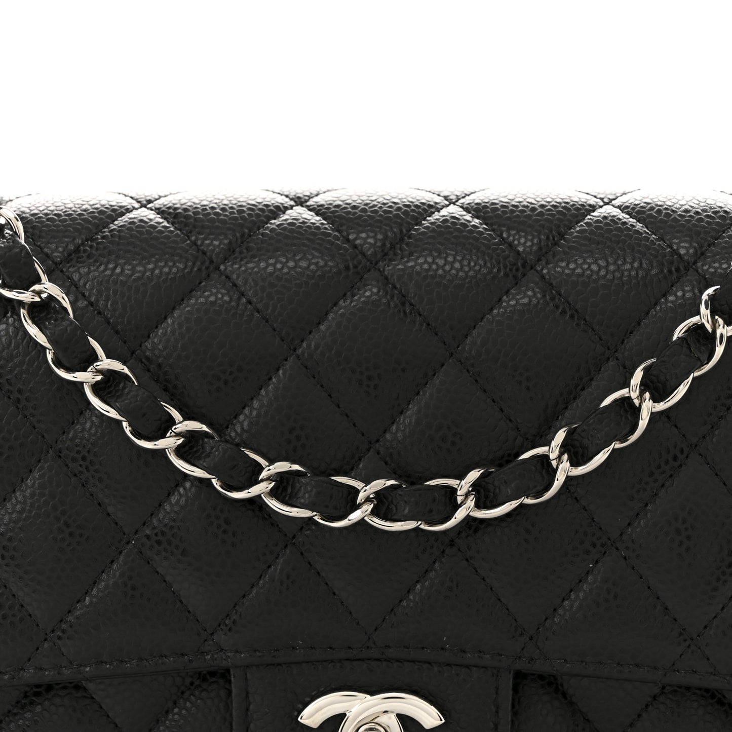 Caviar Quilted Medium Double Flap Black