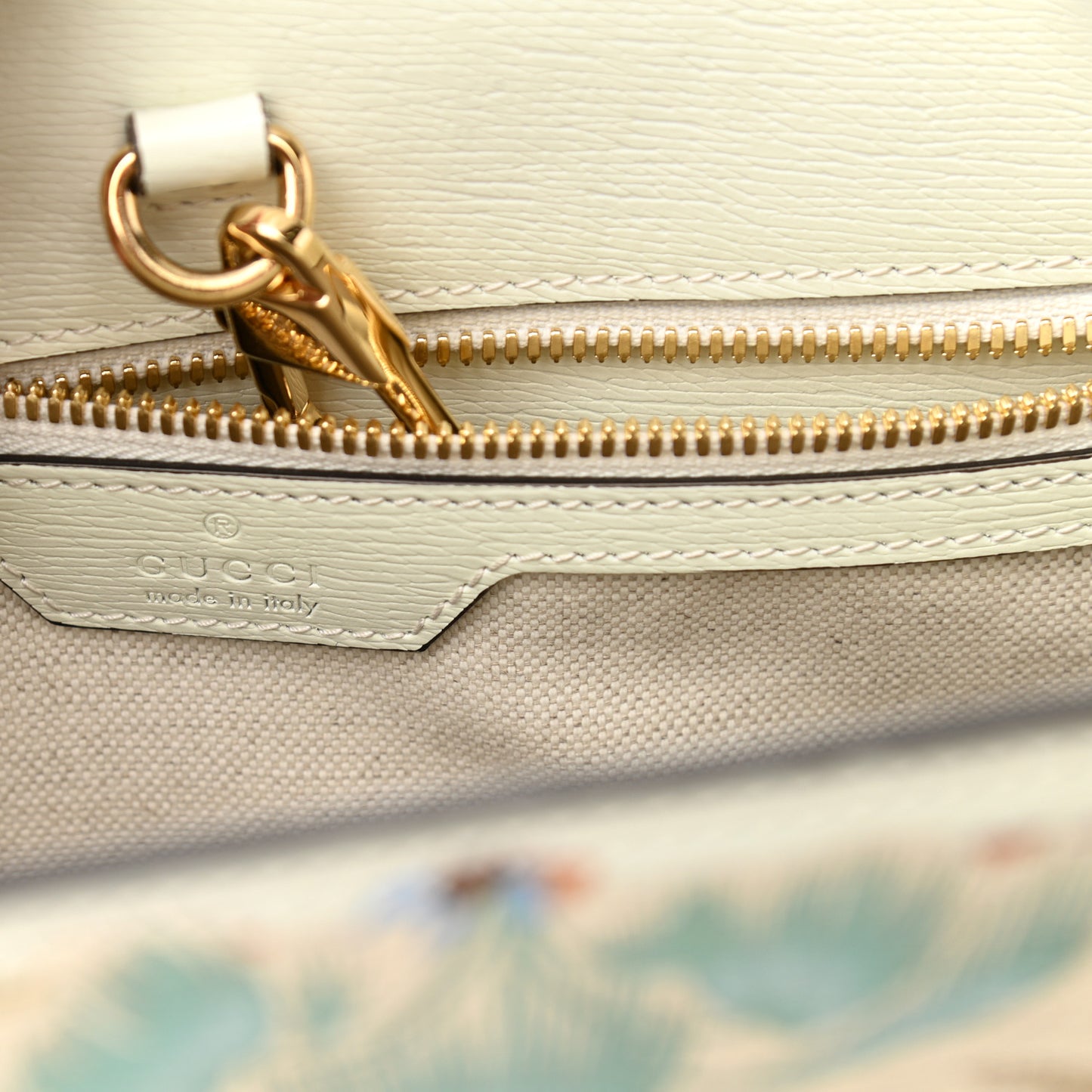 New Shangai Calfskin Tiger Savanah Textured Calfskin Medium Tote Chalky White Multicolor