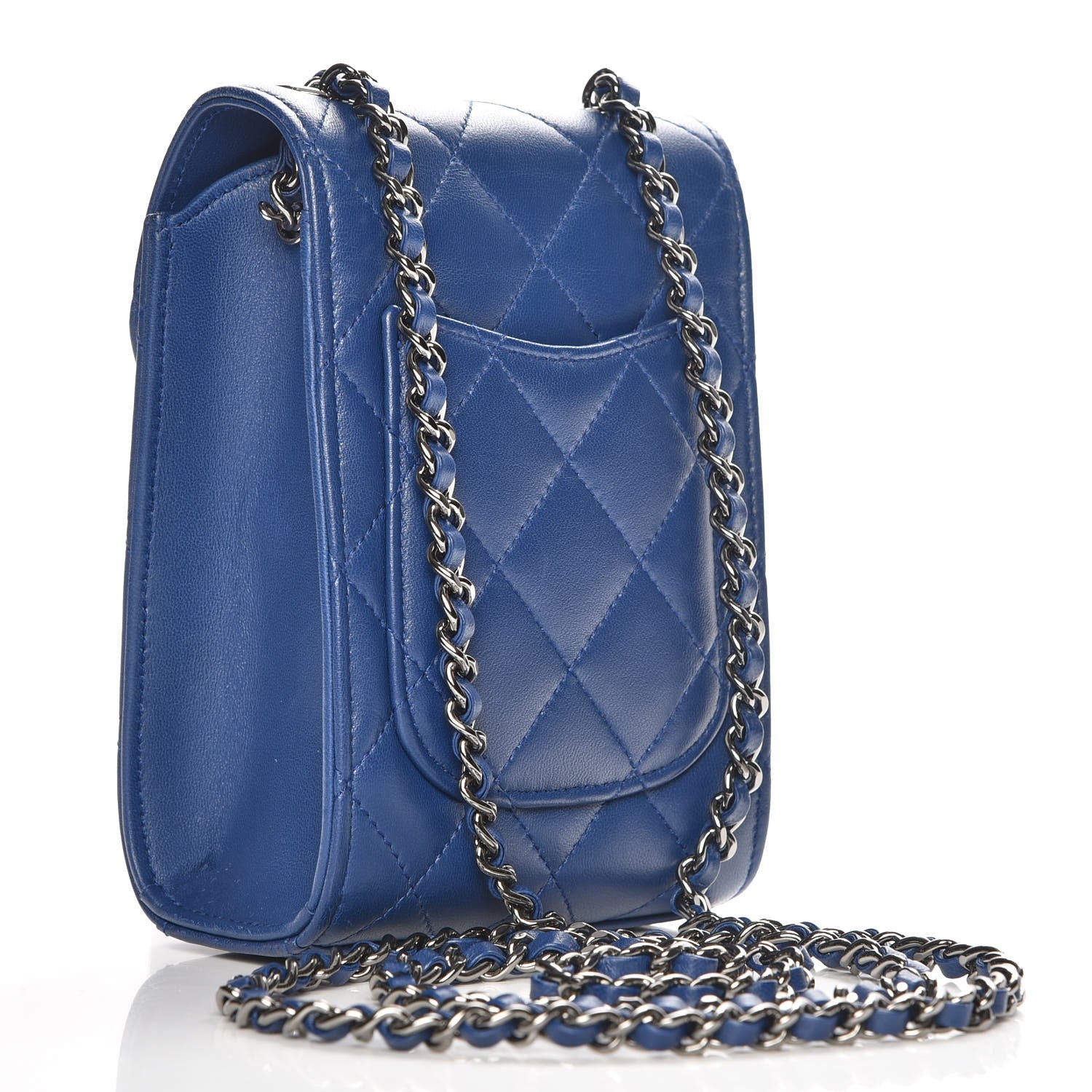 Chanel Lambskin Quilted Extra Mini Wallet On Chain WOC Navy 3 of 8