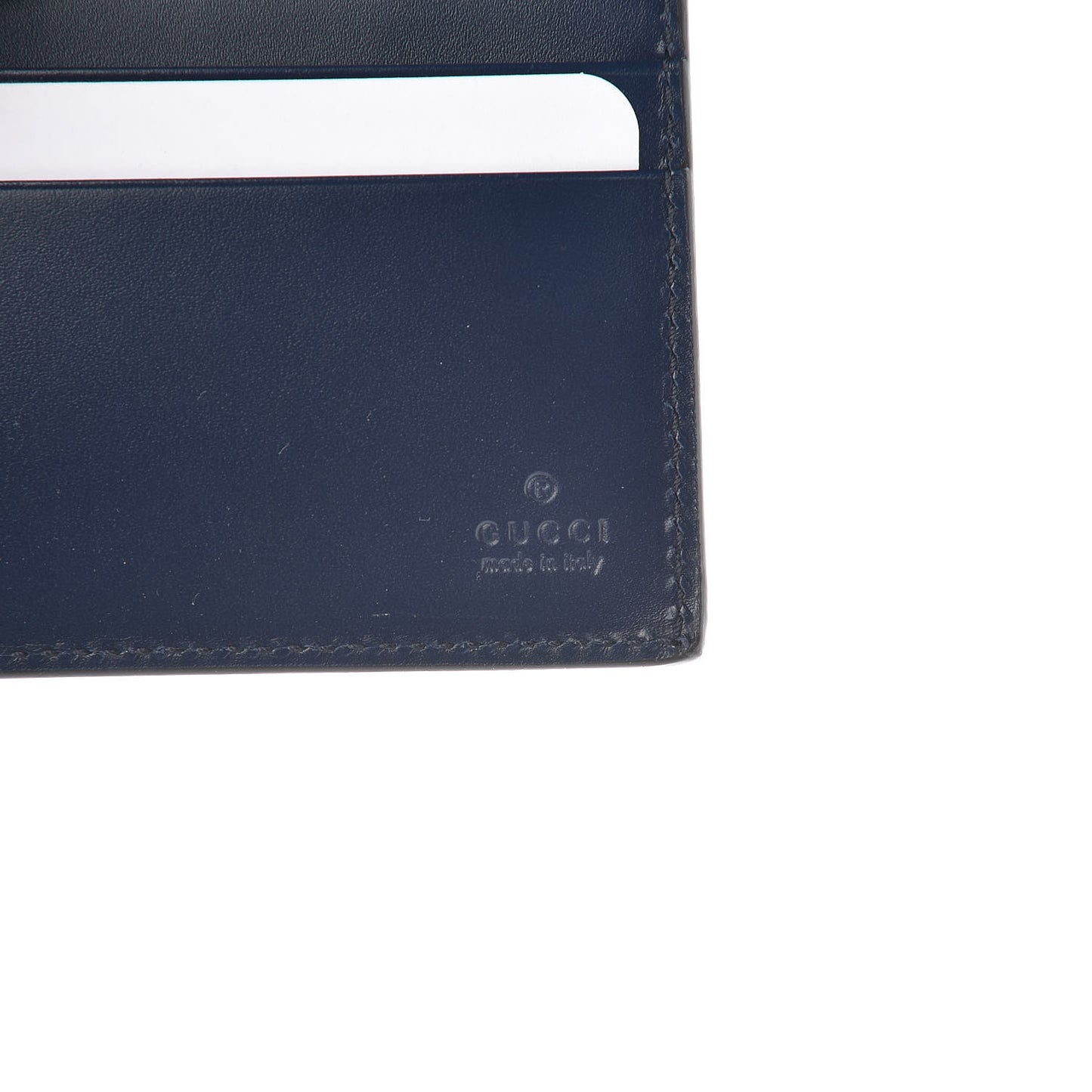 Calfskin GucciGhost Print Bi-Fold Wallet Blue Agata Hibiscus Red