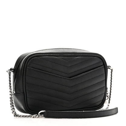 Saint Laurent Grain De Poudre Matelasse Monogram Mini Lou Camera Bag Black 3 of 10