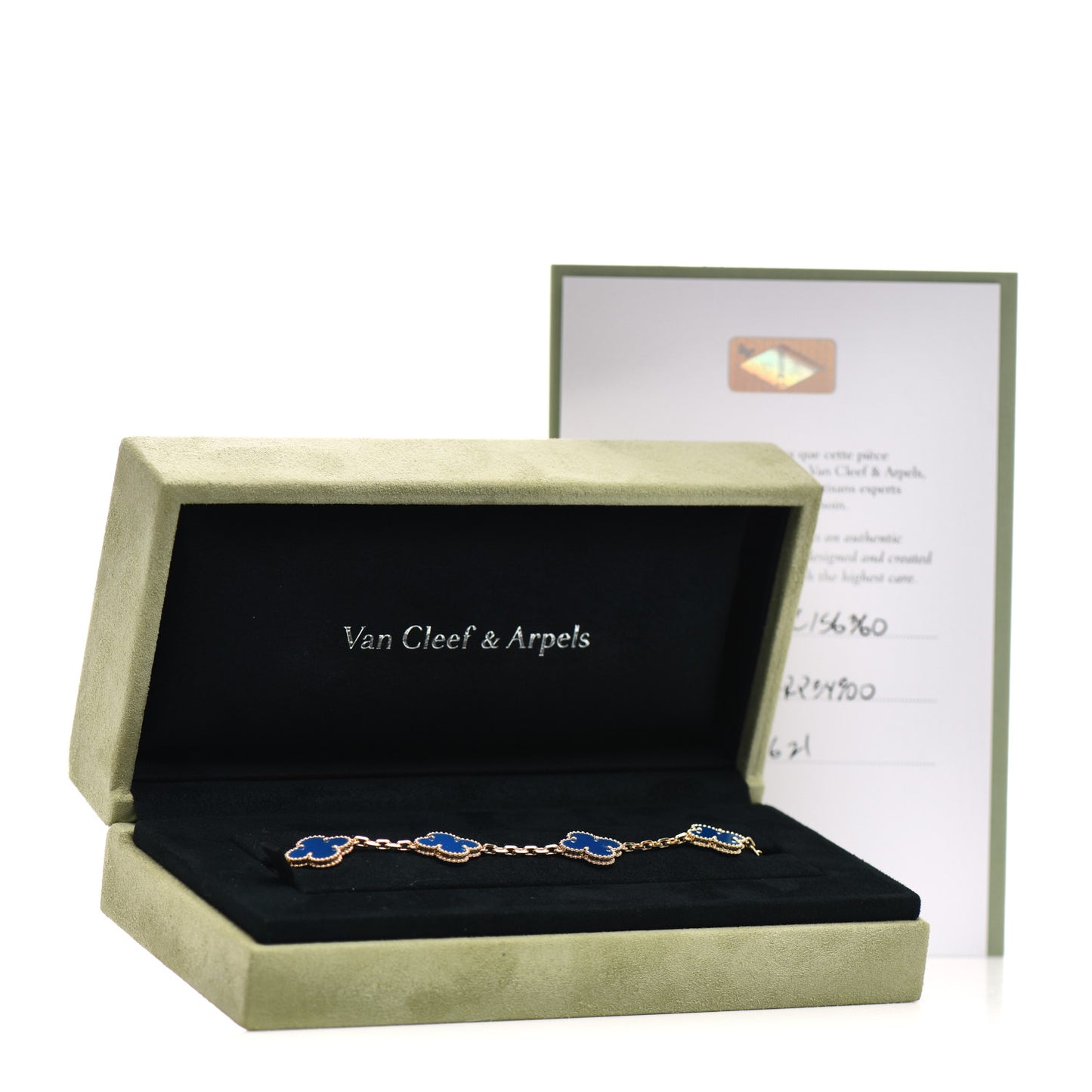 18K Yellow Gold Blue Agate 5 Motifs Vintage Alhambra Bracelet