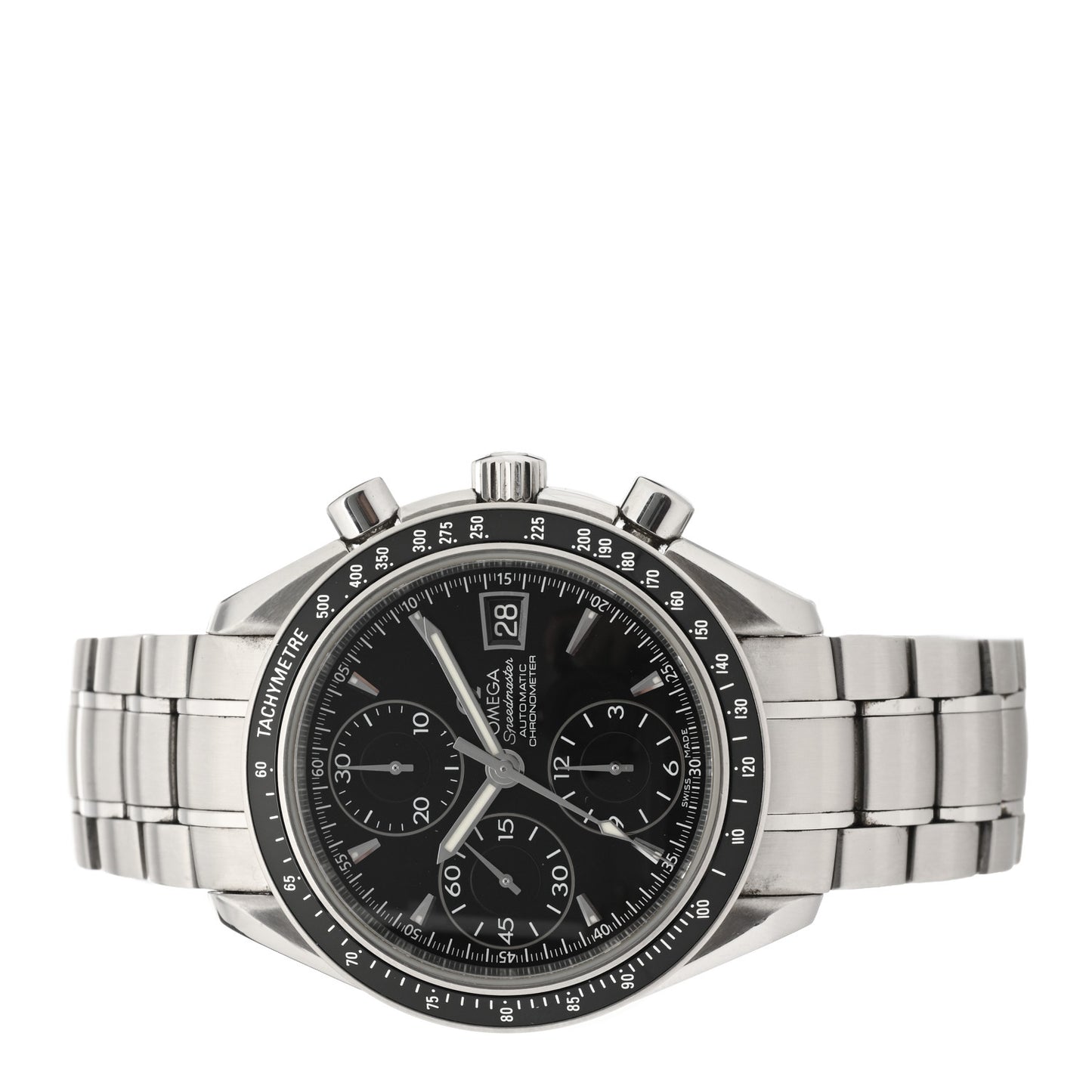 Stainless Steel 40mm Speedmaster Date Chronograph Automatic Watch Black 3210.50.00