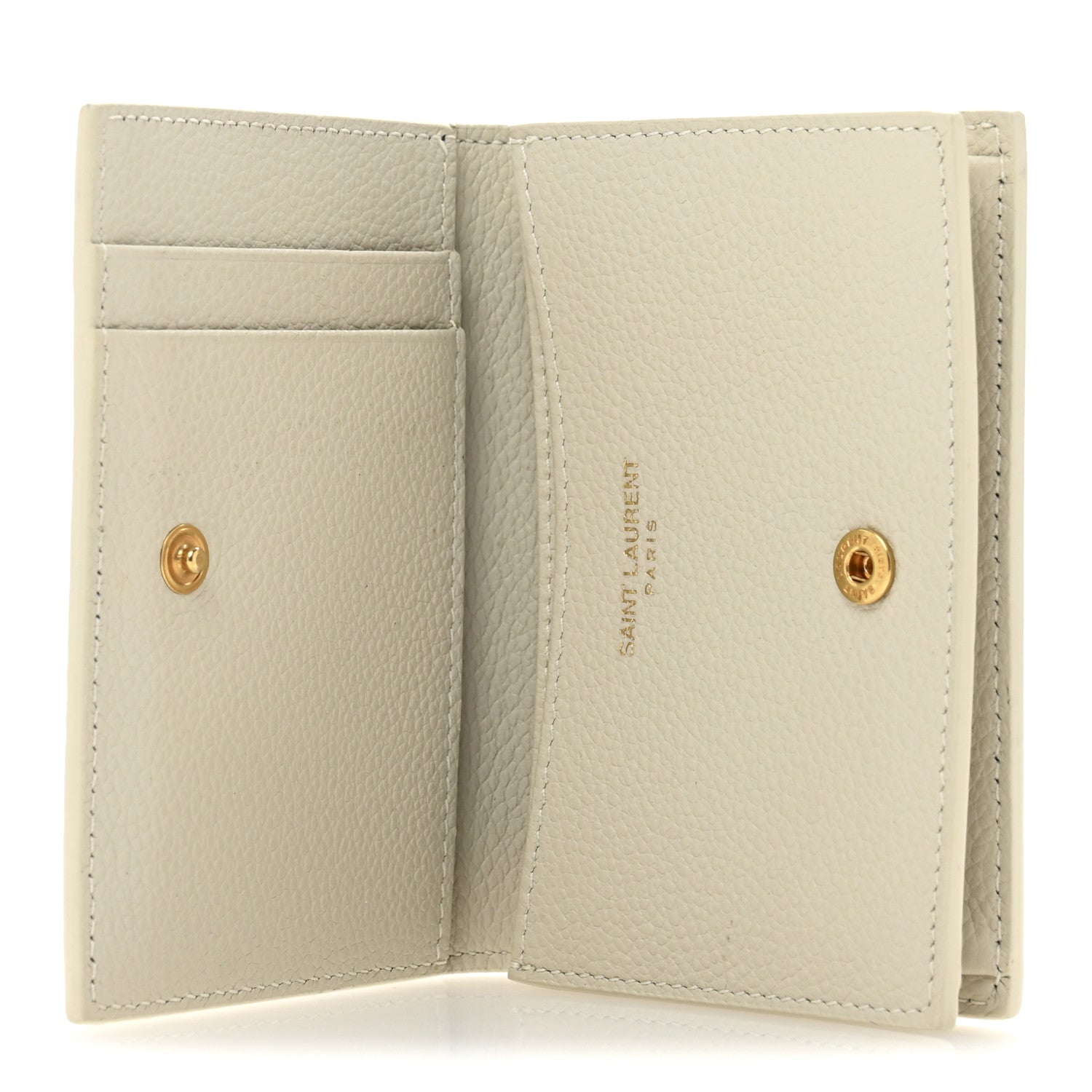 Saint Laurent Grain De Poudre Mixed Matelasse Compact Fold Wallet White 5 of 11