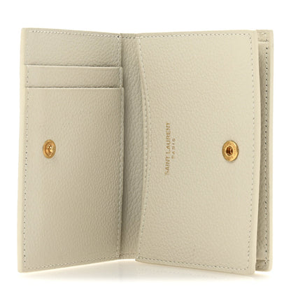 Saint Laurent Grain De Poudre Mixed Matelasse Compact Fold Wallet White 5 of 11