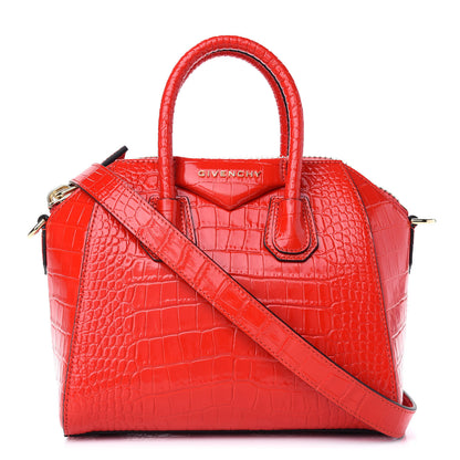Givenchy Calfskin Crocodile Embossed Mini Antigona Red 1 of 9