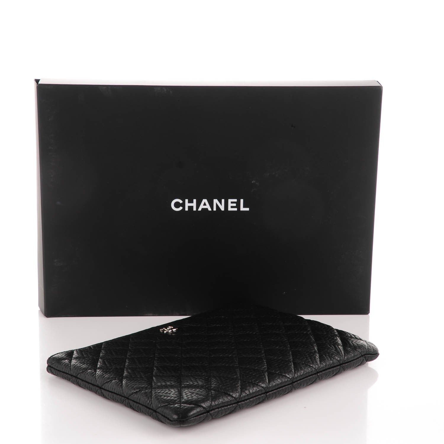 Chanel Woven Lambskin Quilted Medium Cosmetic Case Black 4 of 7