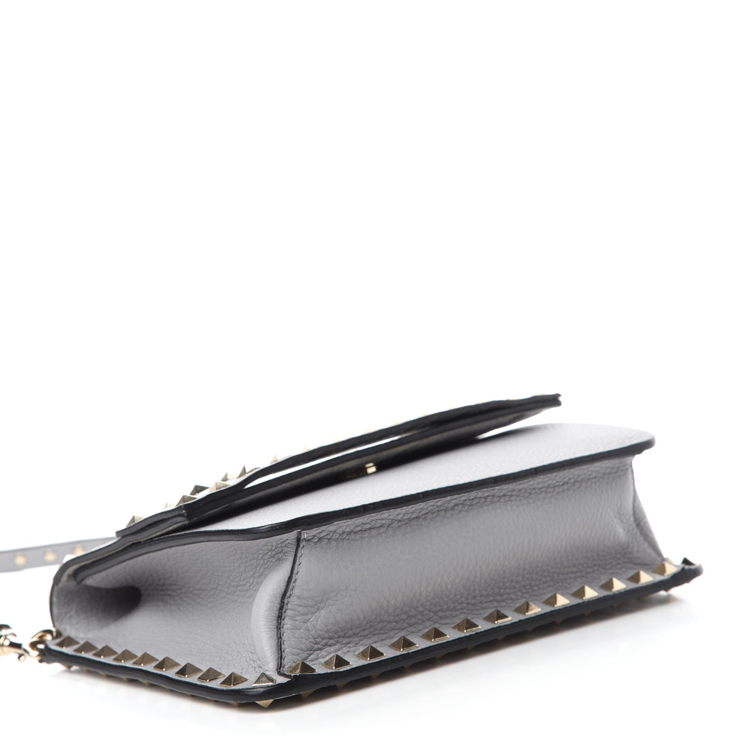 Valentino Garavani Pebbled Calfskin Rockstud Side Slip Crossbody Pastel Grey 4 of 9