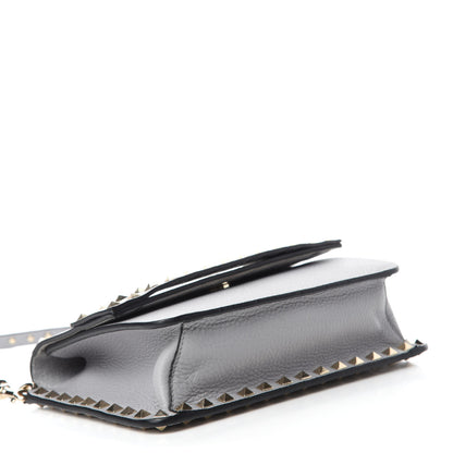 Valentino Garavani Pebbled Calfskin Rockstud Side Slip Crossbody Pastel Grey 4 of 9