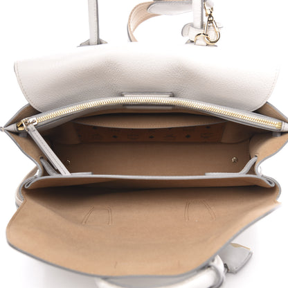 MCM Grained Calfskin Medium Milla Tote White 5 of 17