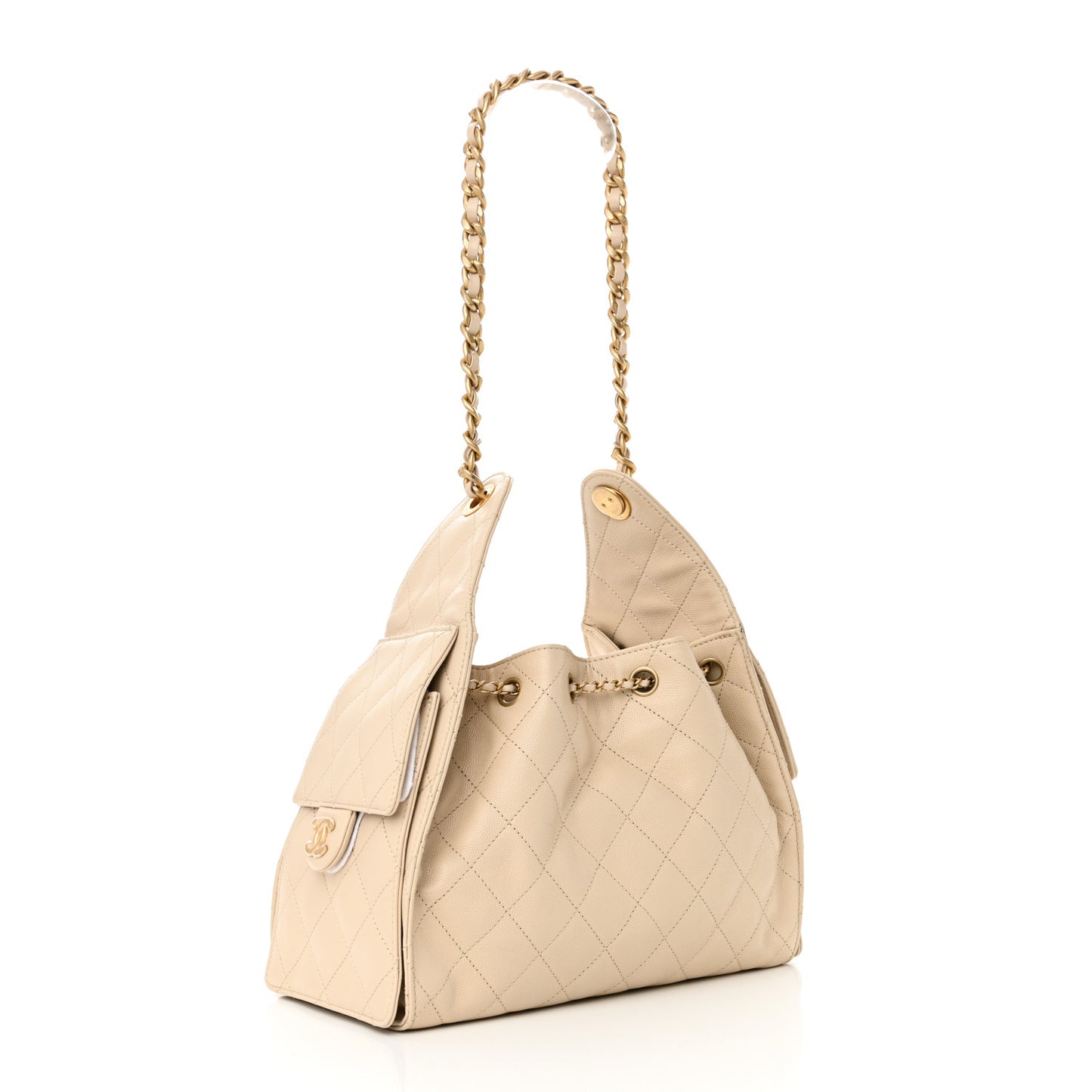 Caviar Quilted Small Chanel 25 Handbag Beige