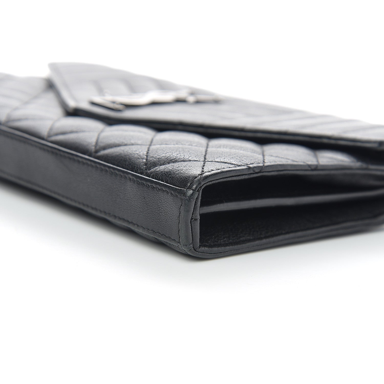 Saint Laurent Sheepskin Tri-Quilt Monogram Envelope Chain Wallet Black 9 of 10