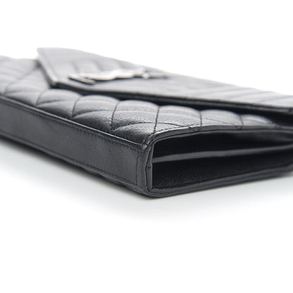 Saint Laurent Sheepskin Tri-Quilt Monogram Envelope Chain Wallet Black 9 of 10