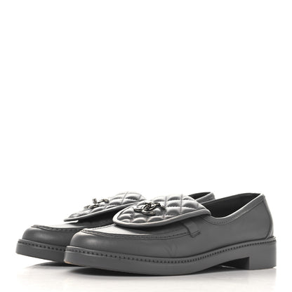 Chanel Lambskin Quilted CC Turnlock Loafers 40.5 Grey 4 of 9