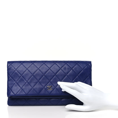 Chanel Lambskin Quilted CC Beauty Clutch Blue 2 of 10