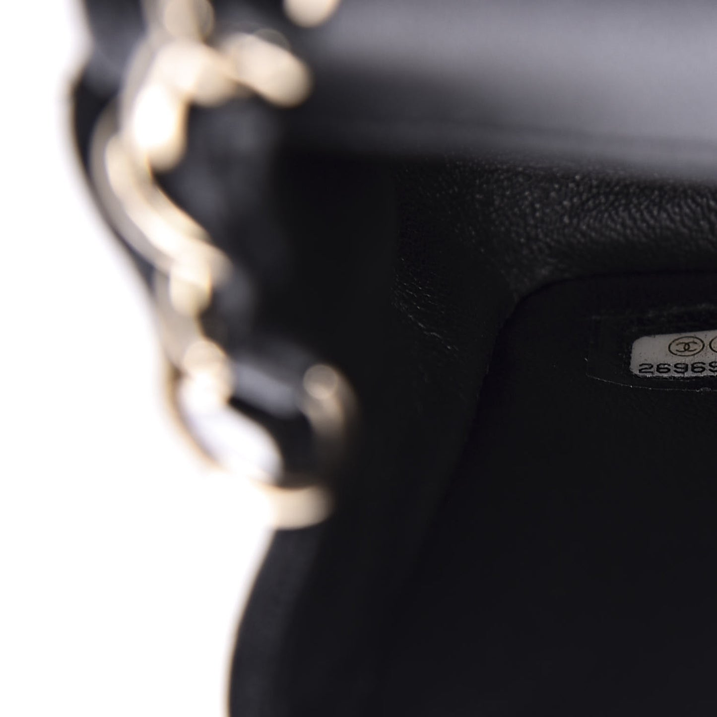 Lambskin Chevron Quilted Mini Rectangular Flap Black