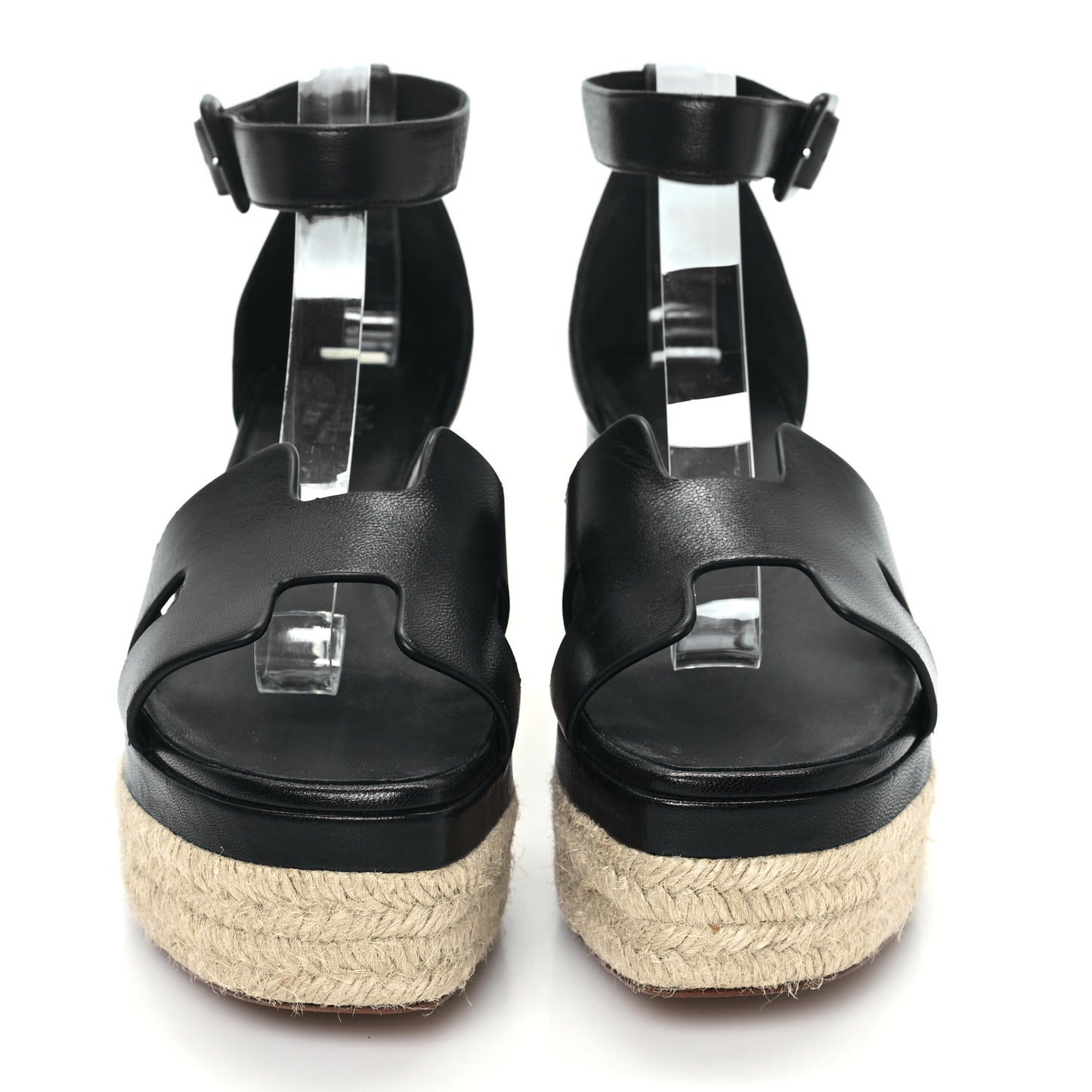 Goatskin Elda Espadrille Wedge Sandals 37 Black