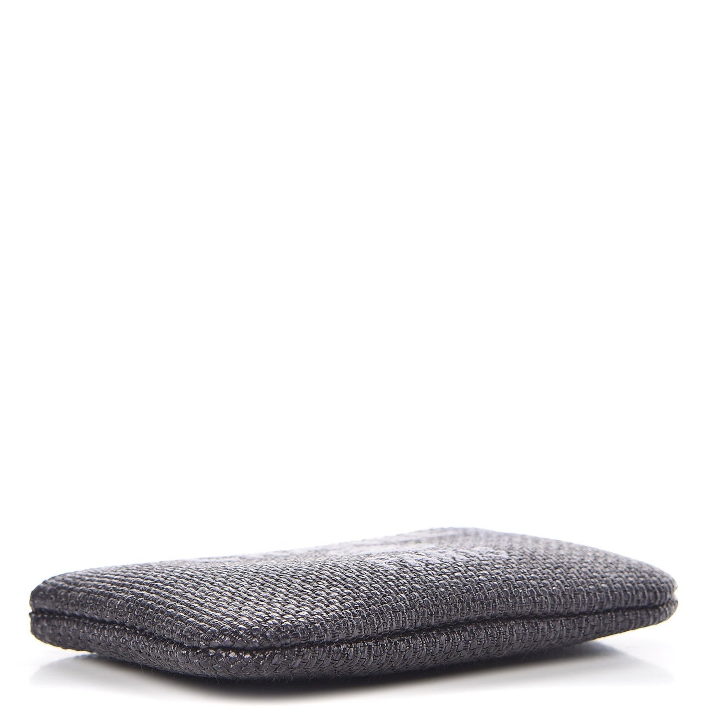 Woven Straw Raffia Deauville Cosmetic Pouch Black