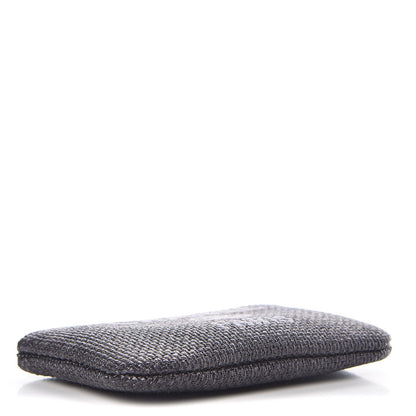 Chanel Woven Straw Raffia Deauville Cosmetic Pouch Black 4 of 8