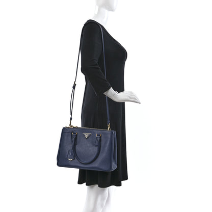 Prada Saffiano Small Galleria Double Zip Tote Bluette 2 of 10