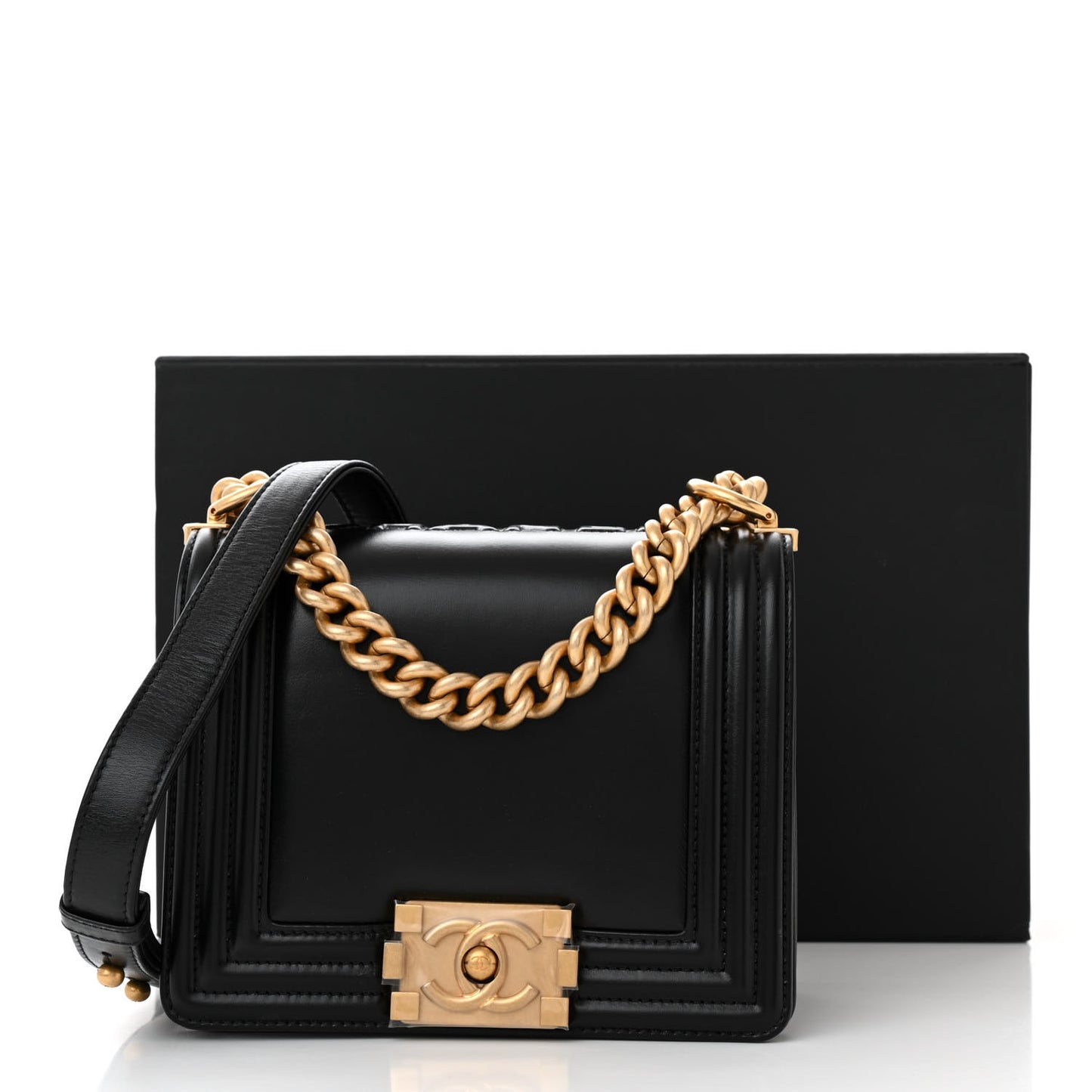 Calfskin Mini Boy Flap Black