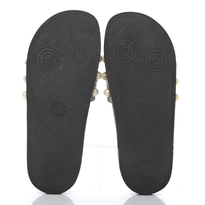 Gucci GG Supreme Monogram Slide Pearls Sandals 39 Beige 5 of 6