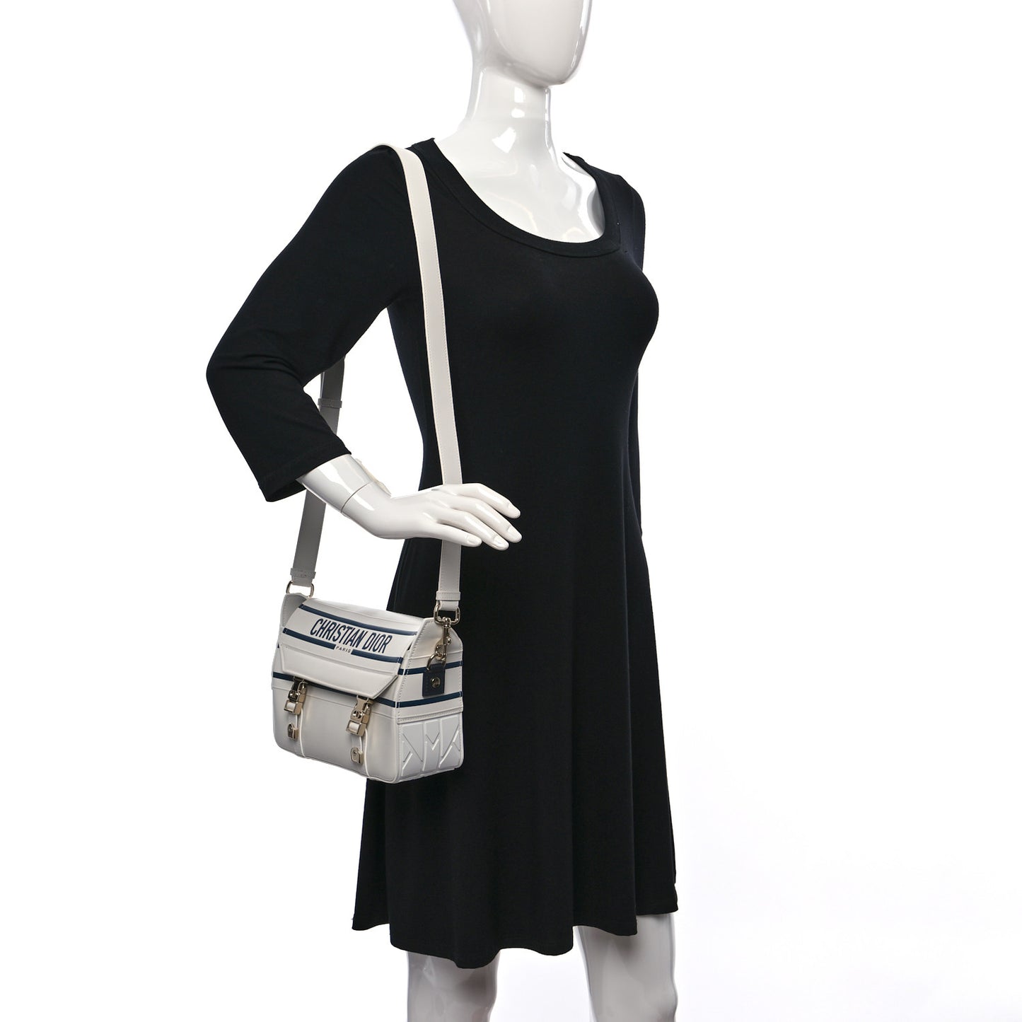 Smooth Calfskin Small Diorcamp Bag White Blue