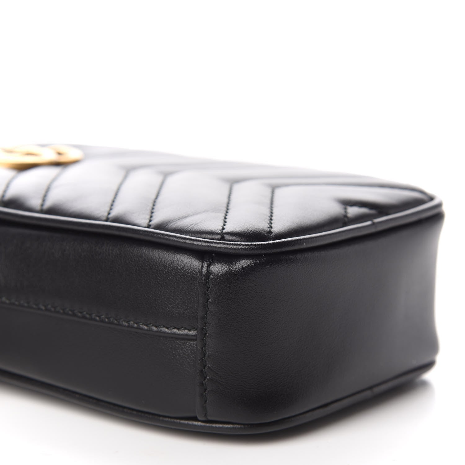 Gucci Calfskin Matelasse Mini GG Marmont Crossbody Bag Black 6 of 12