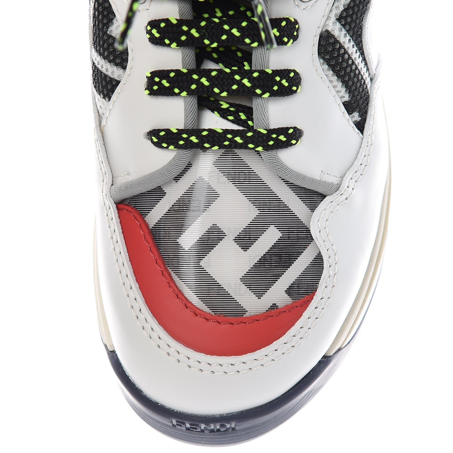 Vitello Mesh Lycra FF T-Rex Sneakers 35.5 Ultra White Black Giallo Fluo