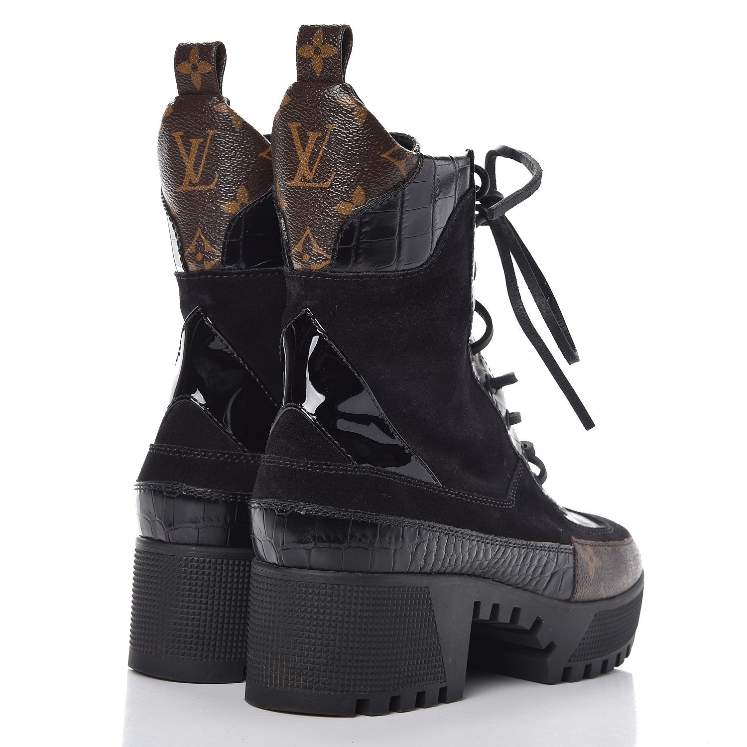Louis Vuitton Suede Calfskin Monogram Laureate Platform Desert Boots 39 Black 4 of 8