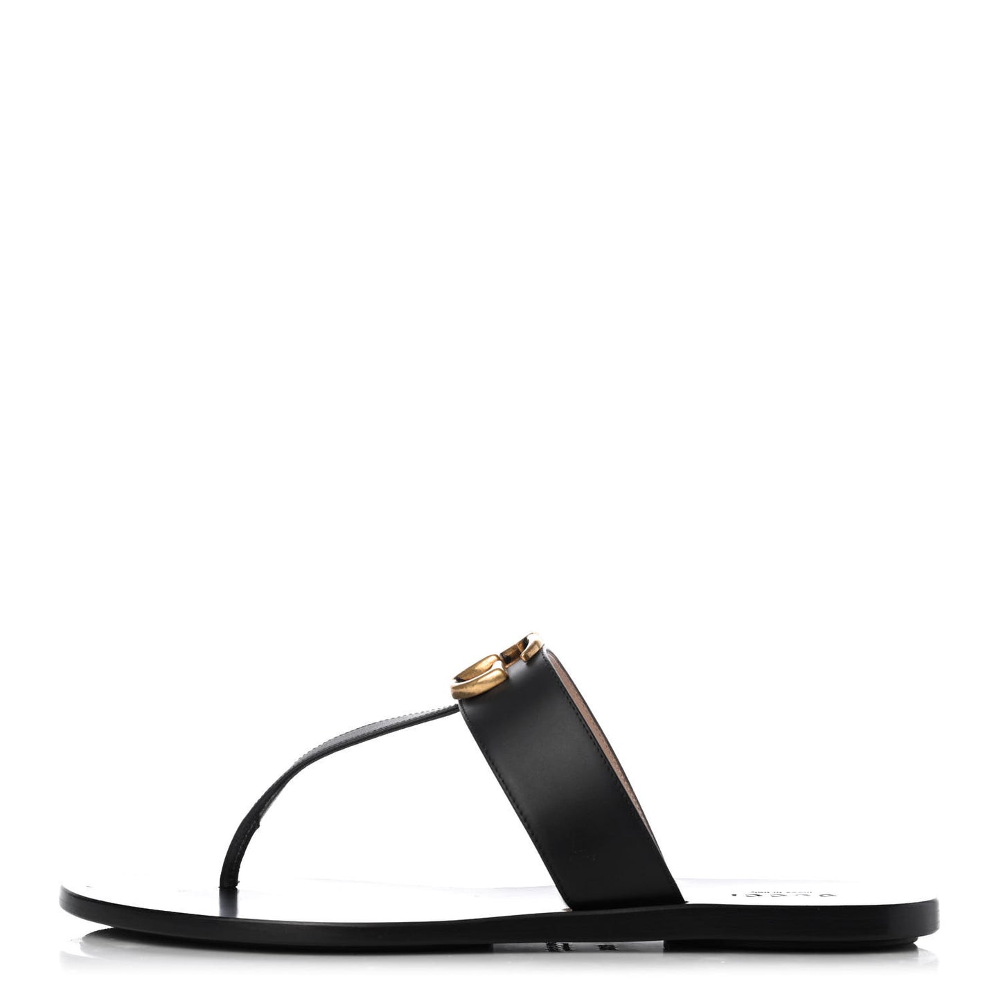 Calfskin GG Marmont Thong Sandals 38.5 Black