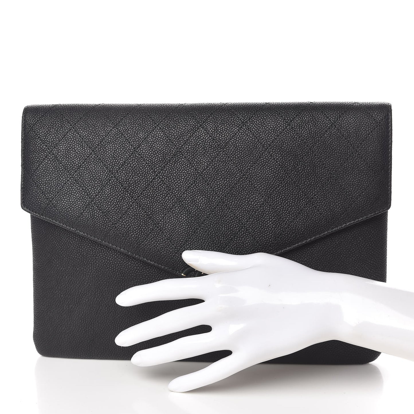 Caviar Quilted CC Box Flap Pouch Black