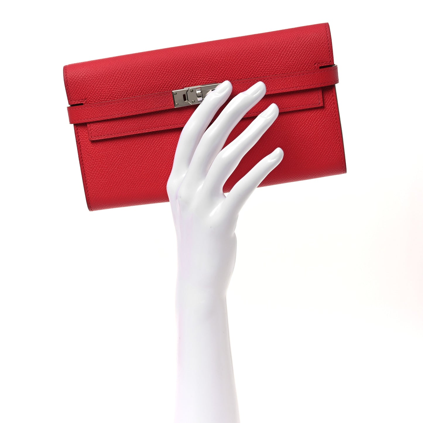 Epsom Kelly Longue Wallet Rouge Pivoine