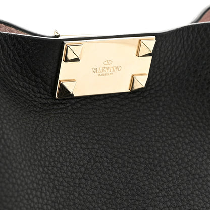 Valentino Garavani Grained Calfskin Small Rockstud Flip Lock Tote Black Rose Quartz 6 of 9